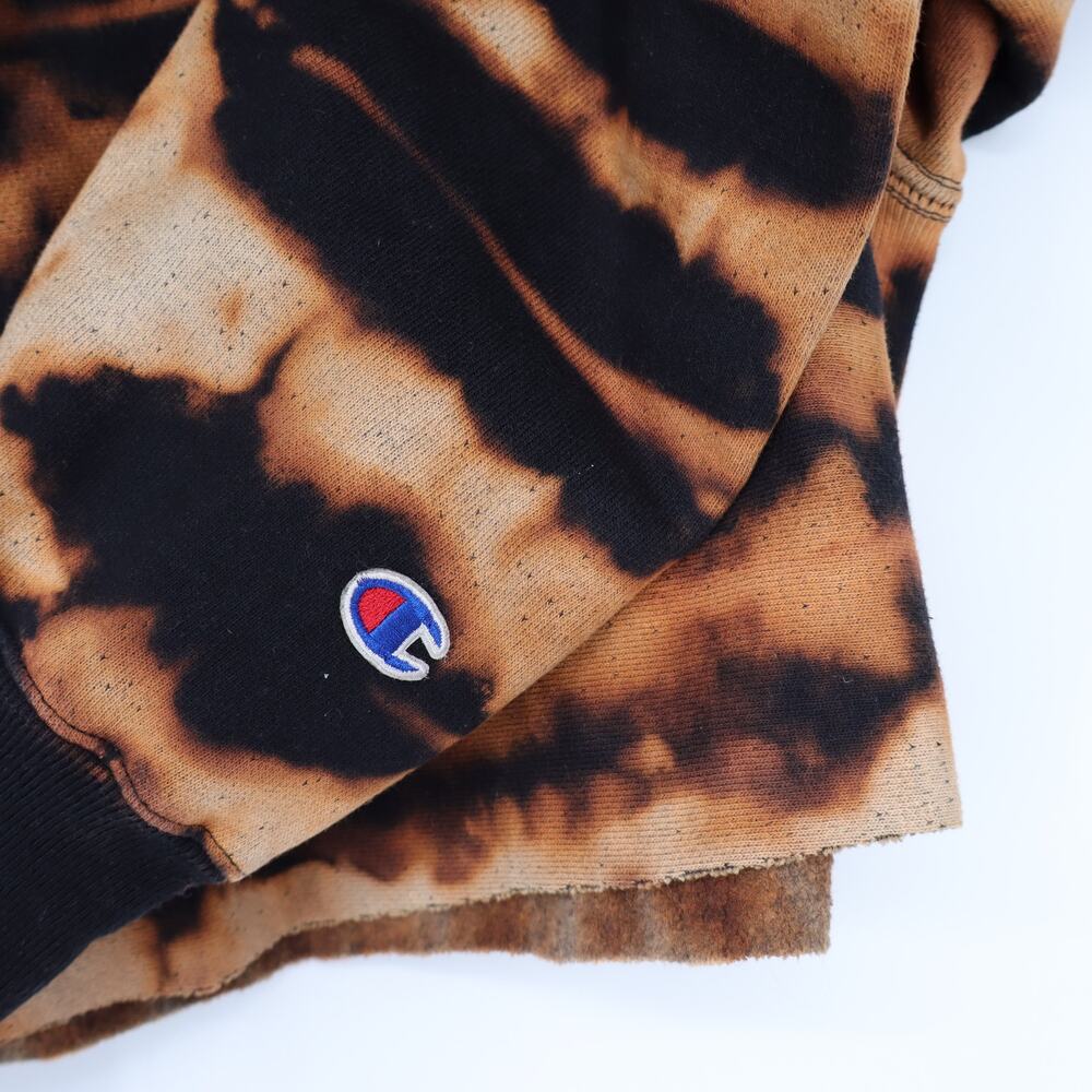 CHAMPION Reverse Weave Pullover Sweatshirt Orange Bleach Dye Women's M - Picture 3 of 8